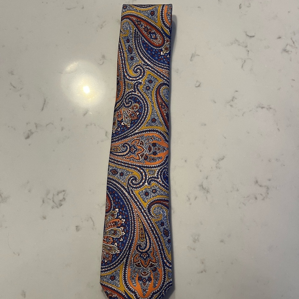Paisley Silk Tie in Orange and Blue